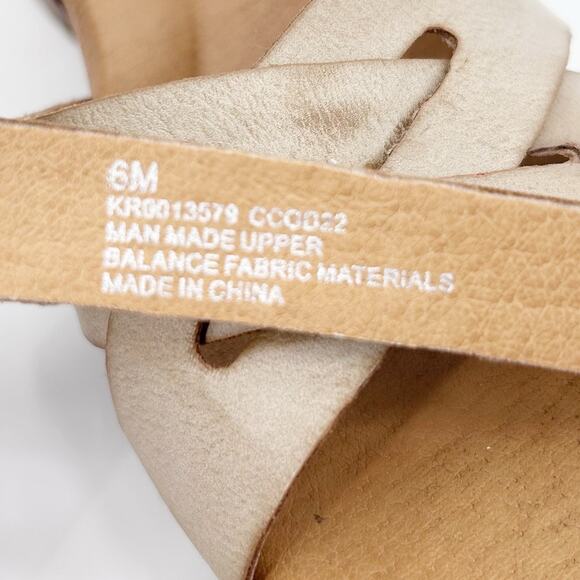 Korks Babette Platform Wedge Sandals Tan Leather Cross Strap Women’s Size 6M - Picture 11 of 11